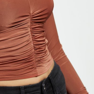 Copper ruched front fitted top